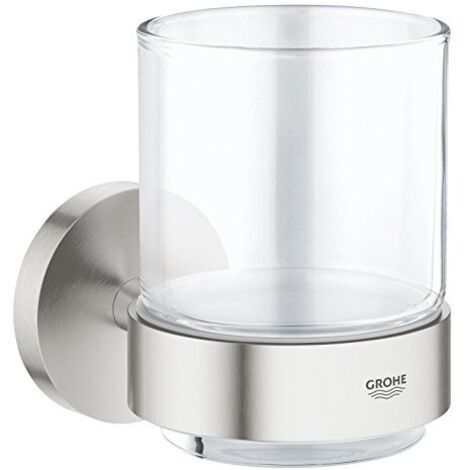 Grohe Essentials - Bicchiere da bagno con supporto, supersteel 40447DC1