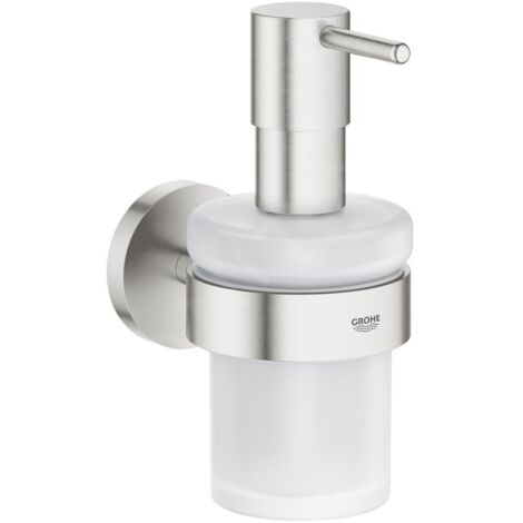Grohe Essentials Distributeur de savon avec support, Supersteel (40448DC1)