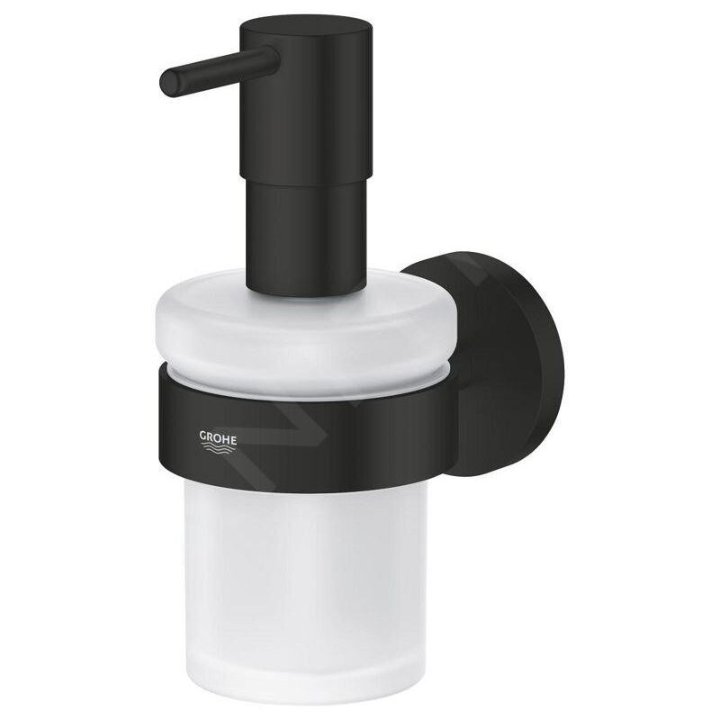 Essentials - Distributeur de savon avec support, verre dépoli/noir mat 1022572430 - Grohe