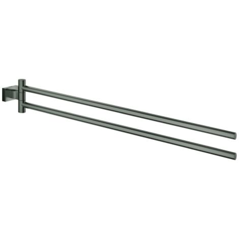 Grohe Essentials Handtuchhalter Cube 2-armig 439mm, Hard Graphite gebürstet