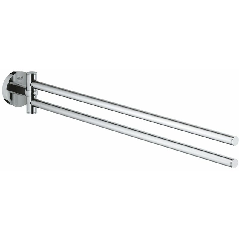 Grohe – Porte-serviette mural 2 bras pivotants – Finition chrome brillante – Fixation invisible – Métal durable pour salle de bains moderne