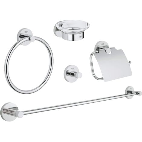 Grohe Essentials - Set accessori per il bagno 5 in 1, cromato 40344001