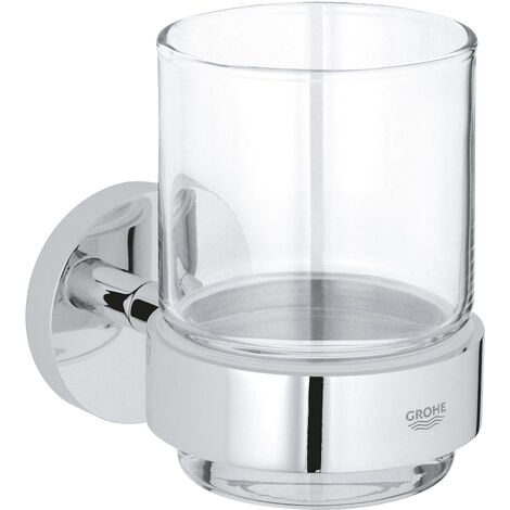 Grohe Essentials Verre en cristal avec support, Chrome (40447001)