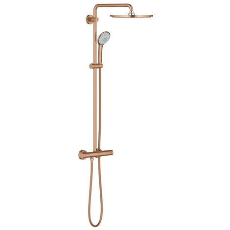 Grohe Euphoria XXL Colonne de douche avec robinet thermostatique et douche de tête Rainshower Cosmo 310 et douchette warm sunset brossé - warm sunset brossé