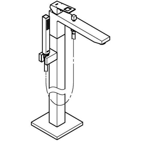 Grohe Eurocube - Badewannenarmatur für Bodenmontage, mit Zubehör, Supersteel 23672DC1