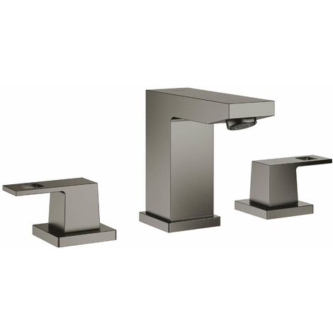 Grohe Eurocube - Miscelatore per lavabo, con sistema di scarico, montaggio a 3 fori, Hard Graphite spazzolata 20351AL0