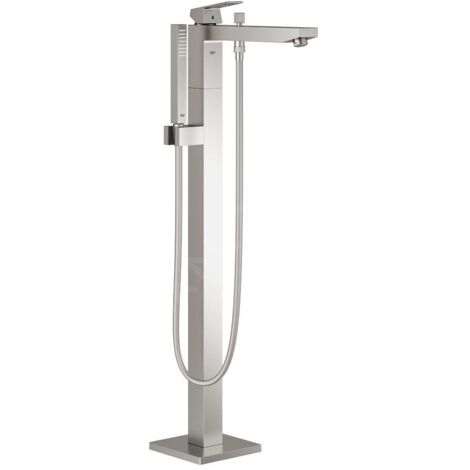 Grohe Eurocube - Mitigeur de baignoire à monter au sol avec accessoires, supersteel 23672DC1
