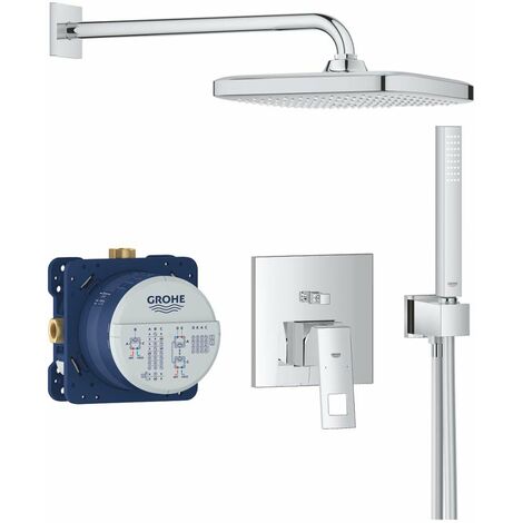 Grohe Eurocube - Set doccia con miscelatore ad incasso, 25 cm, getto singolo, cromo 25239000