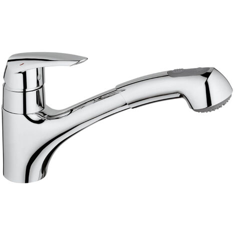 Grohe Eurodisc Spültischmischer mit herausziehbarer 2-Strahlbrause, Chrom (G-32257001)