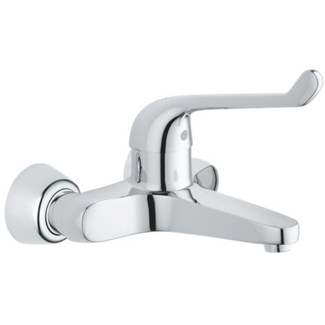 Grohe Euroeco Special Einhand-Sicherheitsmisch-Waschtischbatterie, Ausladung 204mm, Hebel170mm, Chrom, Wandmontage
