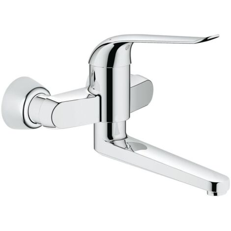 Grohe Euroeco Special Einhand-Waschtischbatterie, Wandm., Ausladung 257mm, 46mm Keramikkartusche, Hebellänge 170mm, Chrom