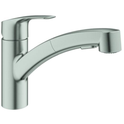 Grohe EUROSMART Spültischmischer mit Ausziehbrause, Supersteel (30305DC1)