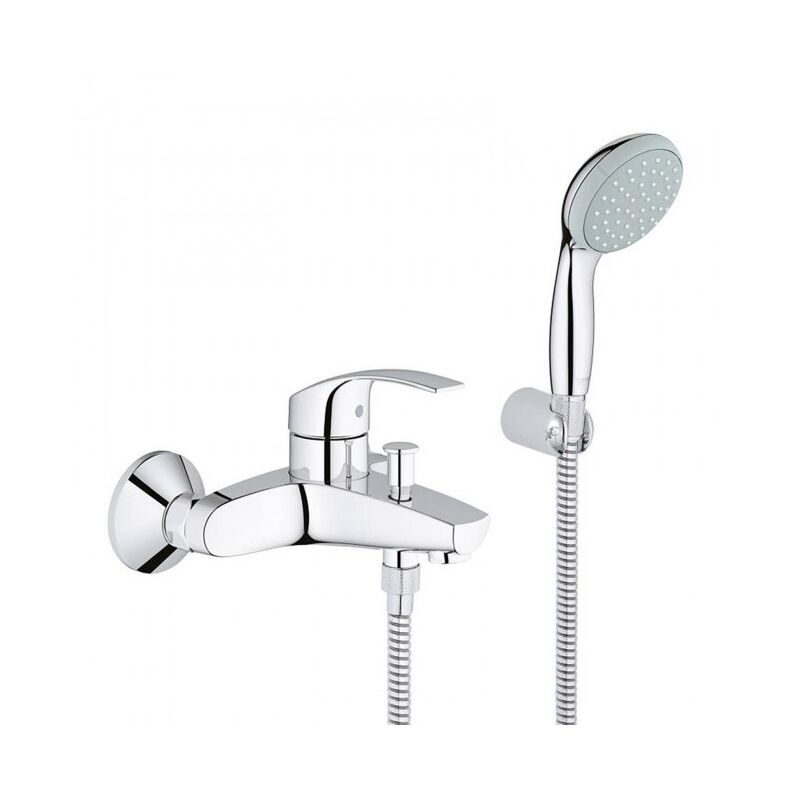 Mitigeur bain-douche avec douchette et inverseur en laiton chromé Grohe Eurosmart