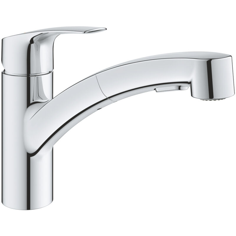 Grohe - Eurosmart Mitigeur monocommande évier 1/2″ avec douchette extractible à double jet, débit réduit 5 l/min, chrome (G3030510F)