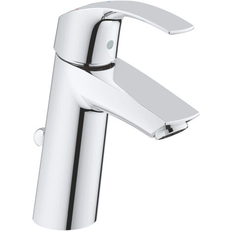 Grohe Eurosmart New Es Miscelatore Monocomando per Lavabo a Risparmio Energetico, Altezza Media, Grohe Ecojoy, Cromo, M