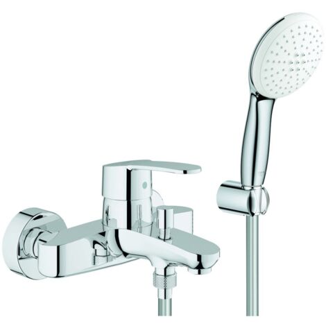 Grohe Eurostyle Cosmopolitan Einhand-Wannenbatterie, Wandmont., mit Tempesta 110 Wandhalterset mit 2 Strahlarten Rain/Jet, Chrom
