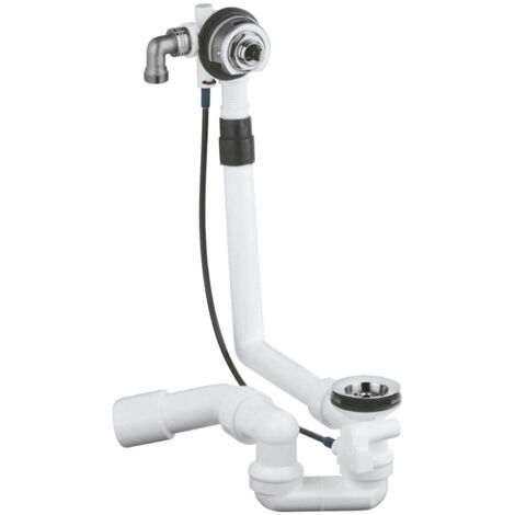 Grohe – Garniture de remplissage et vidage baignoire – Siphon et coude de vidage 45° – Installation conforme DIN 1988 – Matériau ABS gris/argent
