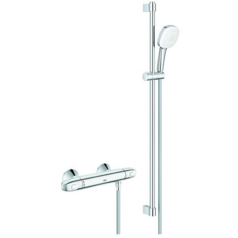 Grohe Grohtherm 1000 Thermostat-Brausebatterie, mit Tempesta Brausestangenset 900mm, 2 Strahlarten Rain/Jet, Chrom, 34824005