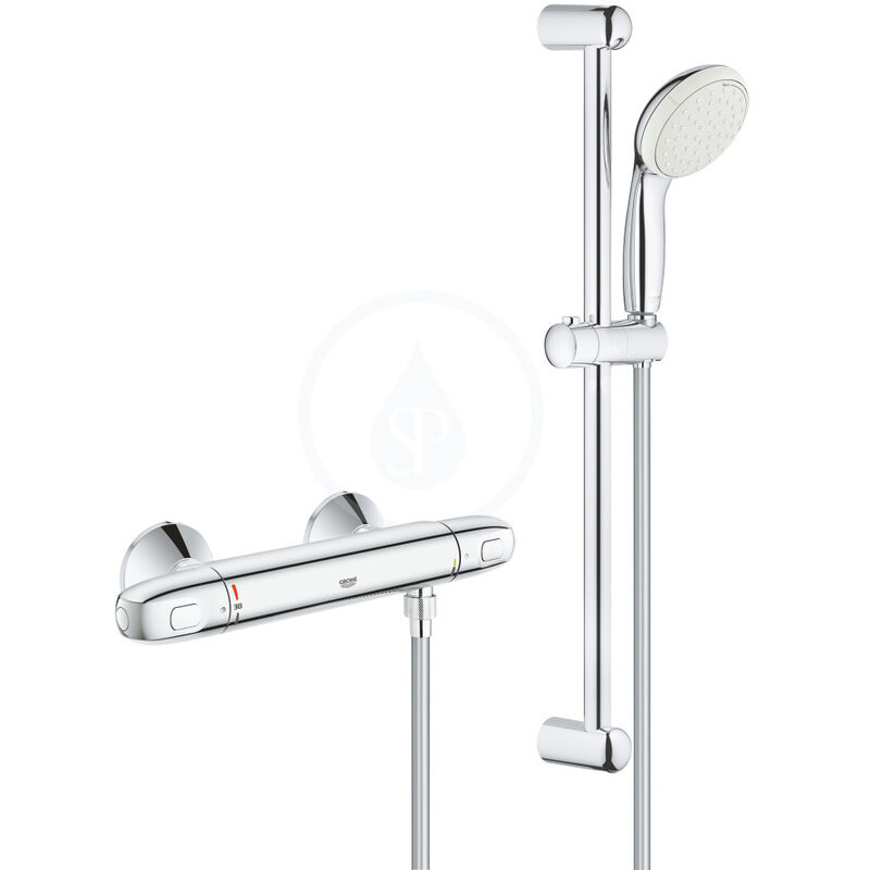 Grohtherm 1000 Thermostatic shower mixer 1/2″ with shower set (34151004) - Grohe