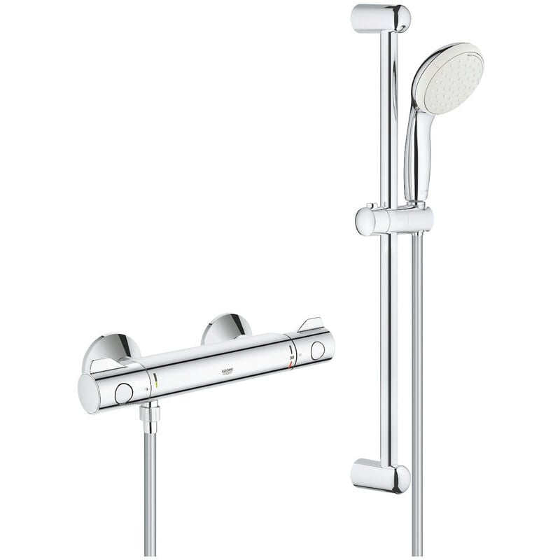 Grohe - Grohtherm 800 Mitigeur thermostatique douche 1/2' avec ensemble de douche, Chrome (34565001)