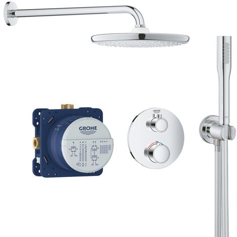 Grohe Grohtherm Concealed Shower Set with Thermostatic Mixer, XXL 250 Head Shower and Hand Shower, Chrome (34727000-XXL2)