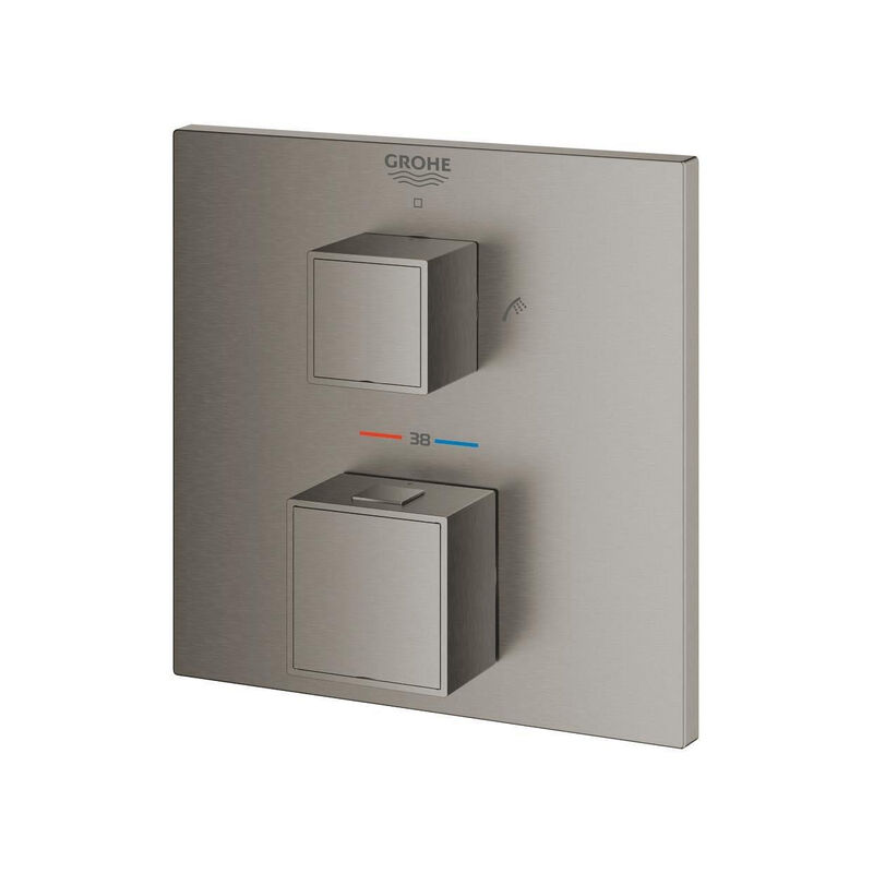 Grohe - Grohtherm cube Kit de garniture pour mitigeur thermostatique encastré avec inverseur pour douche et baignoire Brushed Hard graphite brossé