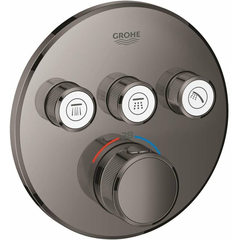 Grohe - Grohtherm SmartControl - Mitigeur thermostatique encastré de douche, 3 sorties, Hard Graphite 29121A00