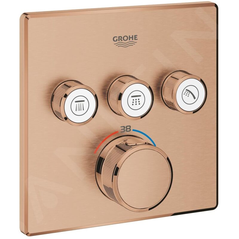 Grohe - Grohtherm SmartControl - Mitigeur thermostatique encastré avec 3 soupapes, Warm Sunset brossé 29126DL0