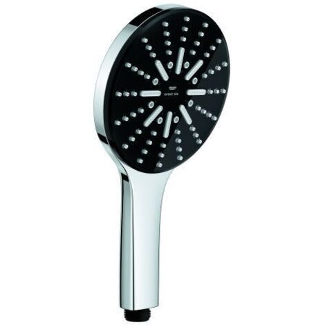 GROHE Handbrause Rainshower Aqua Pure 101676, 3 Strahlarten, Strahlumstellung per Tastendruck, maximaler Durchfluss bei 3 bar: 8.4 l/min, schwarz/chrom