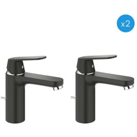 Grohe Juego de grifos monomando de lavabo de 2 1/2″ Tamaño M, negro (23325KW0-DUO)