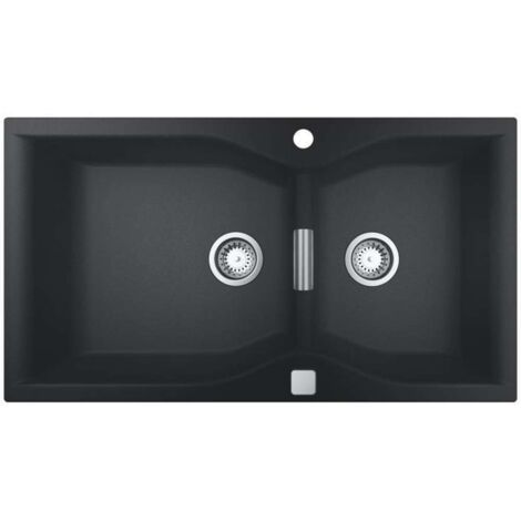 Grohe K700 Lavello in Materiale Composito, Doppia Vasca con Gocciolatoio, Granite Black, 90 x 50 cm