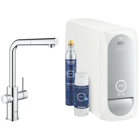 GROHE Kit per Generare Acqua Filtrata e Refrigerata e Frizzante dal Rubinetto di Casa - Con Doccetta Estraibile 31539000