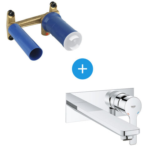 Grohe Lineare Set Mezclador monomando de 2 agujeros de empotrar para lavabo Cromo Talla L + Cuerpo empotrado (23444001-SET)