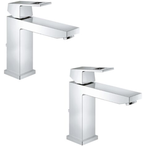 Grohe – Lot de 2 mitigeurs lavabo – Finition chrome ultra résistante – Technologie SilkMove – Économie d'eau jusqu'à 50% – Hauteur 17,2 cm