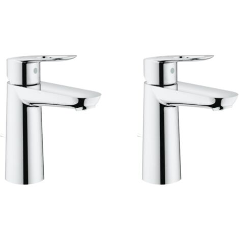 Grohe – Lot de 2 mitigeurs lavabo taille M – Finition chrome – Installation monotrou – Levier métallique – Hauteur 198mm – Mousseur 5 l/min