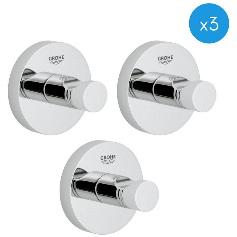 Set of 3 Wall hooks, concealed fastening (40364001) - Grohe