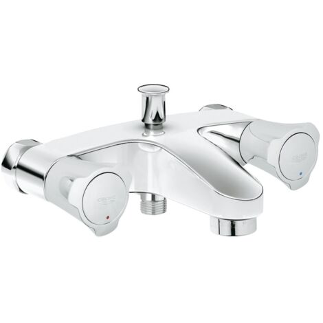 Grohe – Mélangeur de baignoire – Entraxe 150 mm – Finition chromée – Montage mural avec inverseur automatique – Poignées en métal