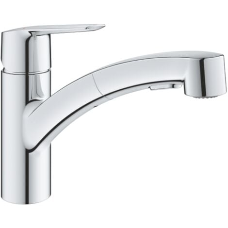 Grohe Mezclador de cocina Start 1/2' con caño bajo y ducha manual doble, cromo (G30381001)
