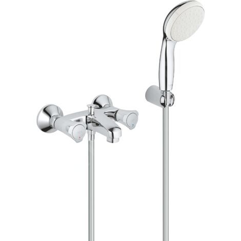 GROHE Mitigeur bain/douche 2 poignées Costa 254601 avec set de supports muraux Tempesta chrome, 2546010A