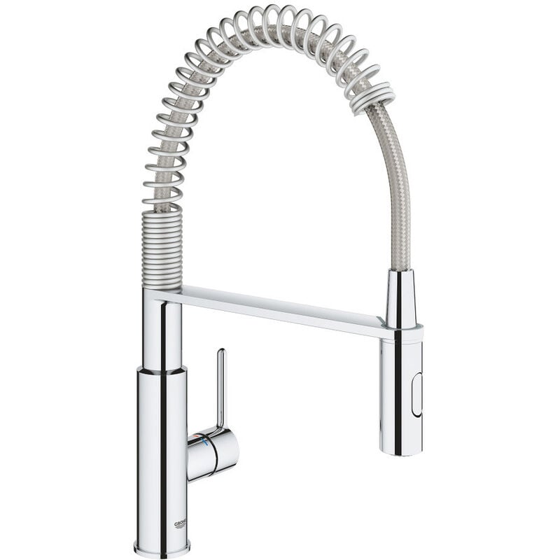Grohe - Quickfix Mitigeur cuisine semi-pro avec ressort et douchette 2 jets, Chrome (MM300306010000)