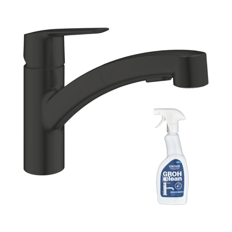 Grohe - Robinet de cuisine avec douchette Start noir mat + nettoyant GrohClean