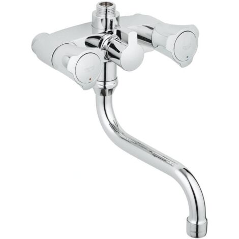 Grohe – Mitigeur de baignoire classique – Finition chrome – Entraxe 120 mm – Isolation thermique – Inverseur et sortie S