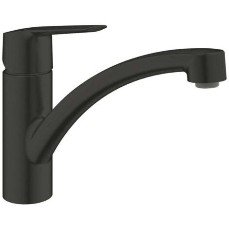 Grohe – Mitigeur de cuisine 304702430 noir mat – Bec haut pivotant 150° – Cartouche céramique SilkMove 28mm – Installation QuickMount
