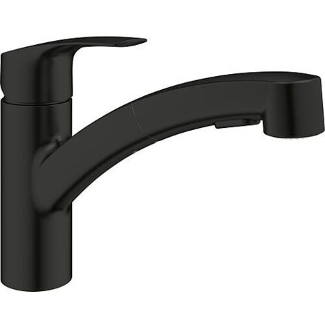 Grohe – Mitigeur de cuisine avec douchette extractible – Finition noir mat – Hauteur sous bec 181 mm – Saillie 227 mm – Débit 10,5 l/min