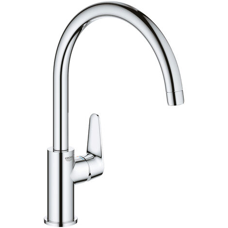 Grohe – Mitigeur de cuisine bec haut 360° – Hauteur sous bec 207 mm – Conduit d'eau sans plomb – Bec pivotant avec mousseur – Installation QuickMount