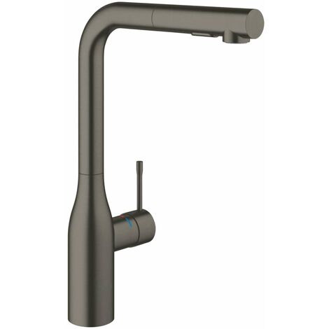 Grohe – Mitigeur de cuisine en forme de L pour évier – Bec haut pivotant 360° – Douchette extractible – Finition Hard Graphite brossé – 30270AL0