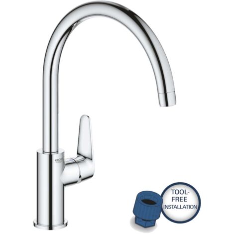 Grohe – Mitigeur de cuisine monocommande avec bec haut – Finition chromée résistante – Cartouche céramique 28 mm – Zone de rotation 360°