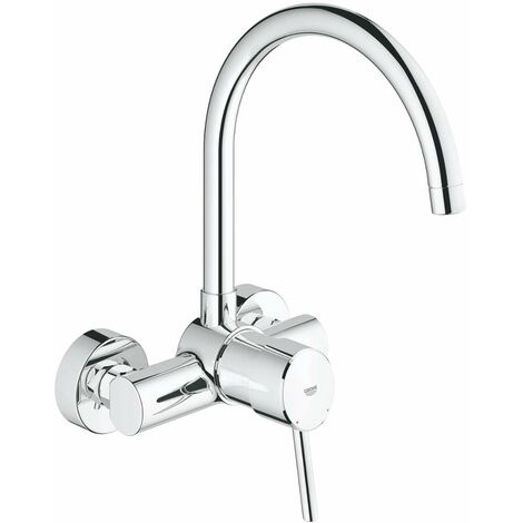 Grohe – Mitigeur de cuisine monocommande chromé – Bec tube pivotant 360° – Limiteur de débit ajustable – Projection 223mm – 32667001