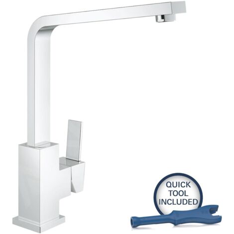 Mitigeur monocommande évier haut 285mm – Finition chromée résistante – Bec pivotant 360° – Installation rapide GROHE QuickFix