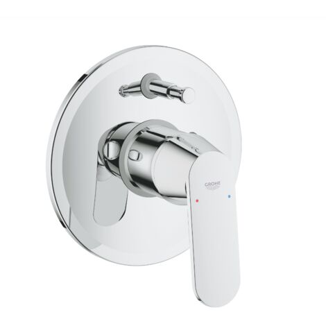 Grohe – Mitigeur de baignoire encastré chrome – Monocommande avec technologie SilkMove – Limiteur de débit réglable – Inverseur automatique bain/douche